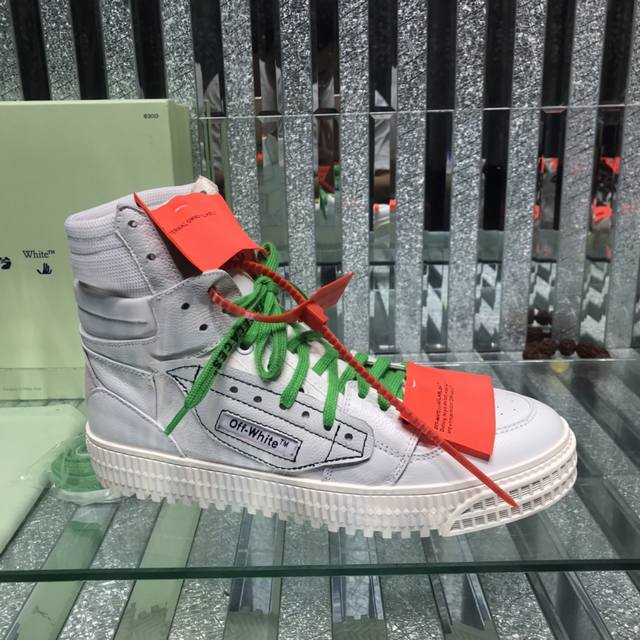 冲量价 情侣款 Off Off White Ow Fw 黄飘带白箭黑色高帮欧美潮鞋 专柜同步采用进口头层牛皮 ，完全1:1复刻，官方同步 原厂特供原版底，橡胶大