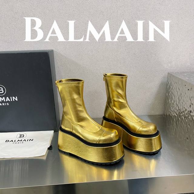 出厂价 Balmain 巴尔曼 独家首发 巴尔曼 秋冬季最新款皮革厚底短靴 重工打造，法国代购原版回来，历经数月全部私模打造，确保所有用料、材质、制作工艺与原版